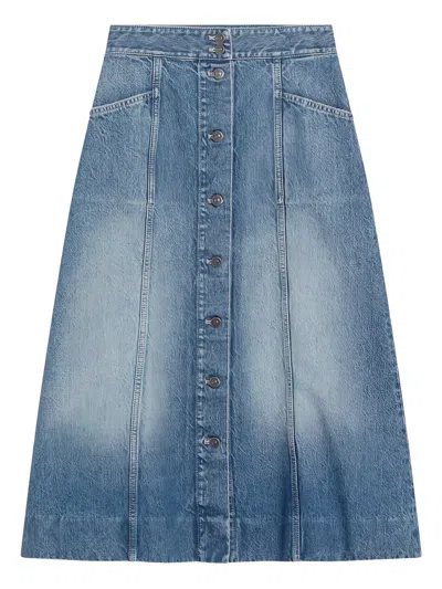 Valentino Washed Denim Midi Skirt