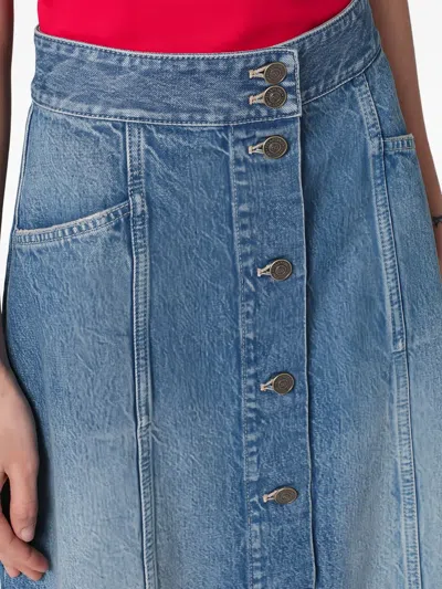 Valentino Washed Denim Midi Skirt