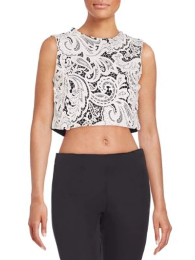 Mary Katrantzou Guipure Lace Cropped Top In Black - White