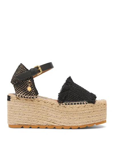 Stella Mccartney Gaia Jacquard Webbing And Alter Mat Espadrilles Black In Black
