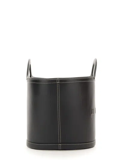 Marni Women Black Leather And Raffia Small Tropicalia Summer Handbag