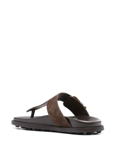 Tod's Buckle Detail Flat Sole Open Toe Slide