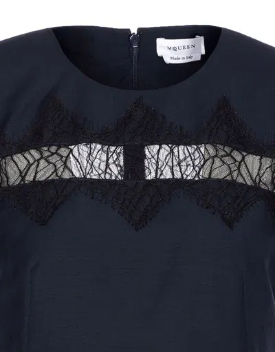 ALEXANDER MCQUEEN ALEXANDER MCQUEEN WOOL TAILORED PENCIL DRESS WITH LACE DETAILS CLOTHING 