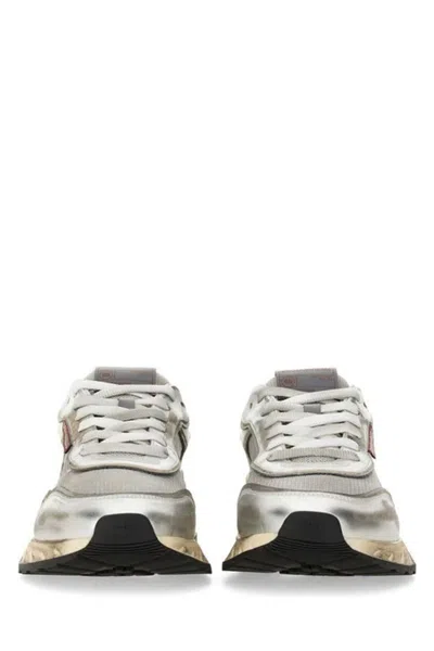 Dsquared2 Vintage-effect Silver Leather Mesh Sneakers