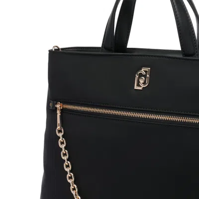 Liu •jo Liu Jo Structured Black Handbag With Gold Accents