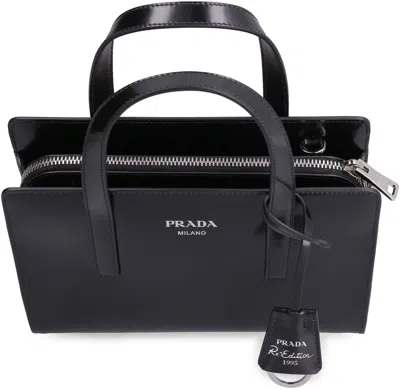 Prada Re-nylon And Leather Medium Top-handle Bag With Padlock
