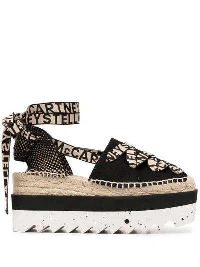Stella Mccartney Black Organic Canvas Gaia Platform Espadrilles