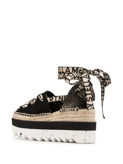 Stella Mccartney Black Organic Canvas Gaia Platform Espadrilles