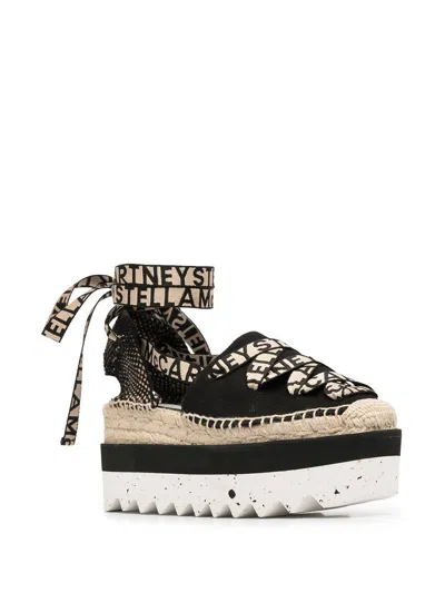 Stella Mccartney Black Organic Canvas Gaia Platform Espadrilles
