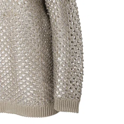 Valentino Sequin-embellished Metallic Open-knit Linen-blend Sweater