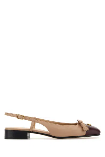 Valentino Valet Du Roi Leather Slingback Ballerina Flat In Nude