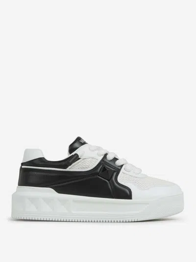 Valentino One Stud Xl Low-top Sneaker In Nappa Leather And Jacquard Toile Iconographe Technical Fabric