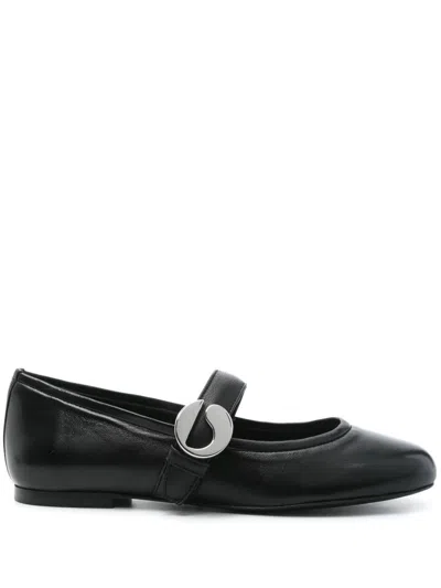 Coperni Black Ballerinas With Metallic Logo And Strap