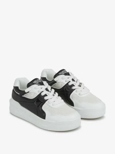 Valentino One Stud Xl Low-top Sneaker In Nappa Leather And Jacquard Toile Iconographe Technical Fabric