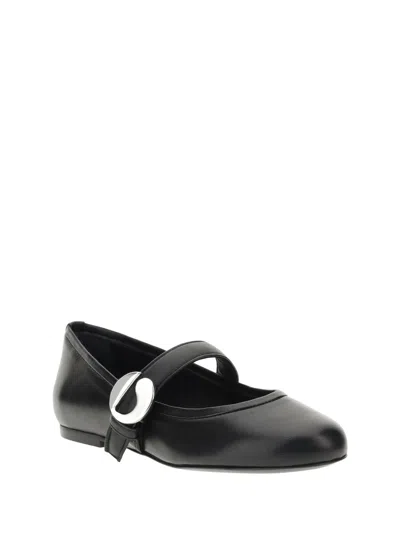 Coperni Black Ballerinas With Metallic Logo And Strap
