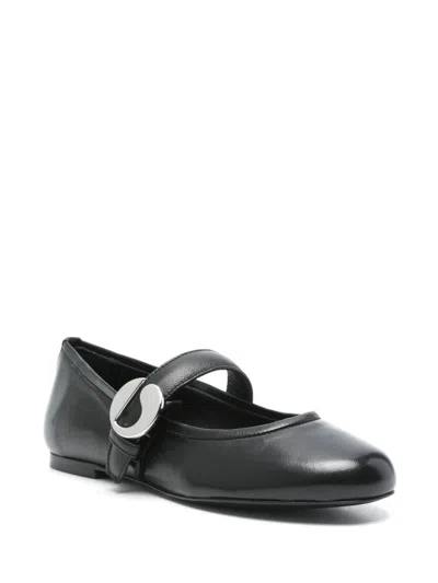Coperni Black Ballerinas With Metallic Logo And Strap