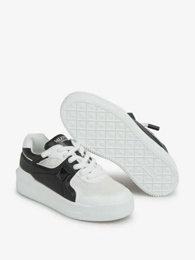 Valentino One Stud Xl Low-top Sneaker In Nappa Leather And Jacquard Toile Iconographe Technical Fabric