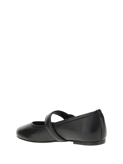 Coperni Black Ballerinas With Metallic Logo And Strap