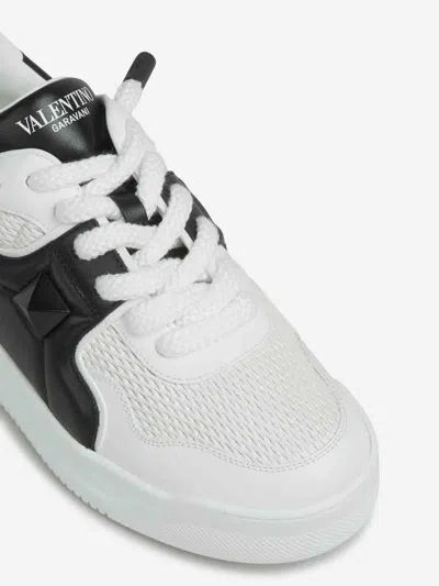 Valentino One Stud Xl Low-top Sneaker In Nappa Leather And Jacquard Toile Iconographe Technical Fabric