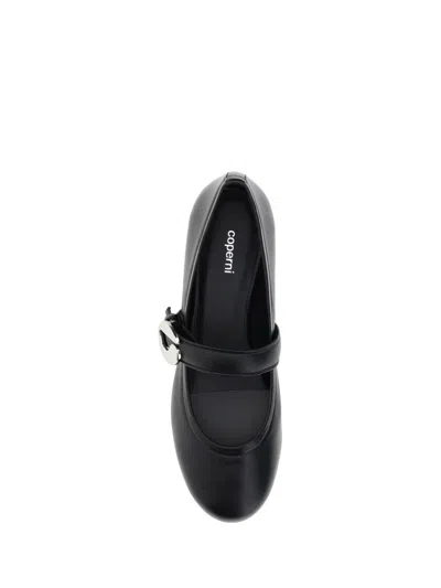 Coperni Black Ballerinas With Metallic Logo And Strap