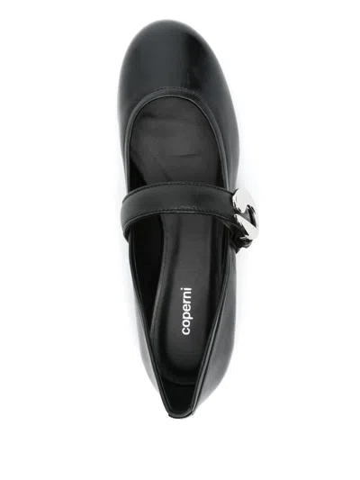 Coperni Black Ballerinas With Metallic Logo And Strap