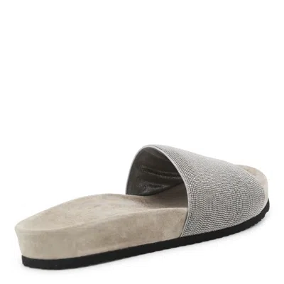 Brunello Cucinelli Monili Flat Pool Slide Sandals