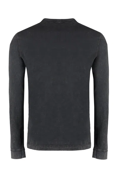 Dolce & Gabbana Long Sleeve Cotton T-shirt In Black