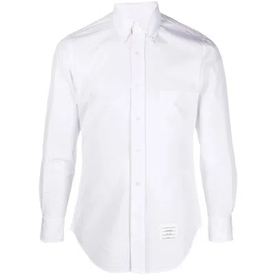 Thom Browne Classic Long Sleeves Shirt With Cf Gg Placket In Solid Poplin Clothing