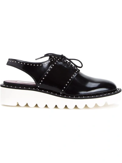 Stella Mccartney Odette Studded Faux Leather Wedge Slingbacks In Black