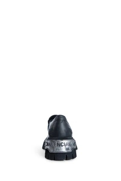Balenciaga Black Leather Tractor Loafers Men