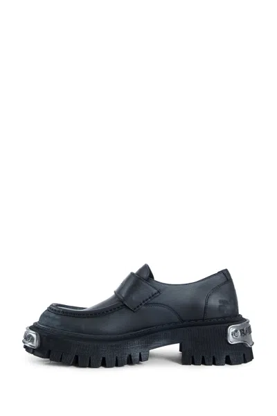 Balenciaga Black Leather Tractor Loafers Men