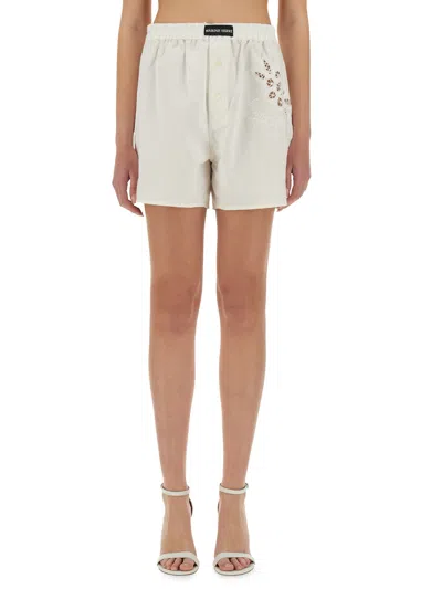Marine Serre Upcycled Linen Shorts In White