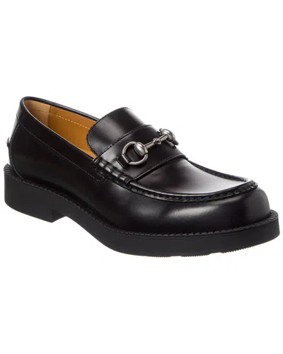 Gucci Black Chunky Loafers With Horsebit Detail In Leather Man