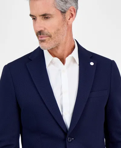 Tom Baine Slim Fit Waffle Performance Stretch Solid Sport Coat In Blue