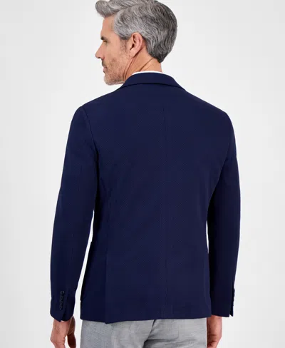 Tom Baine Slim Fit Waffle Performance Stretch Solid Sport Coat In Blue