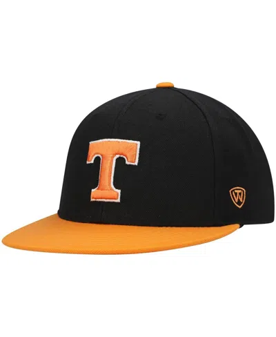 Top Of The World Men's Black And Tennessee Orange Tennessee Volunteers Team Color Two-tone Fitted Hat