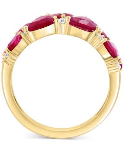 Effy Collection Effy Ruby (3 Ct. T.w.) & Diamond (1/4 Ct. T.w.) Pear Cluster Ring In 14k Gold