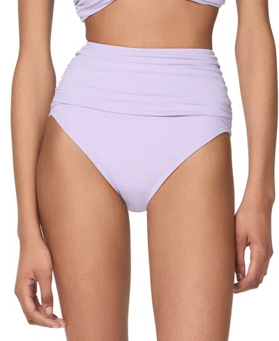 Kate Spade New York Shirred High Waisted Bottom In Purple