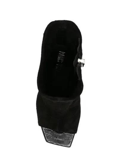 Paris Texas Black Amanda Calf Suede Stretch Ankle Boots