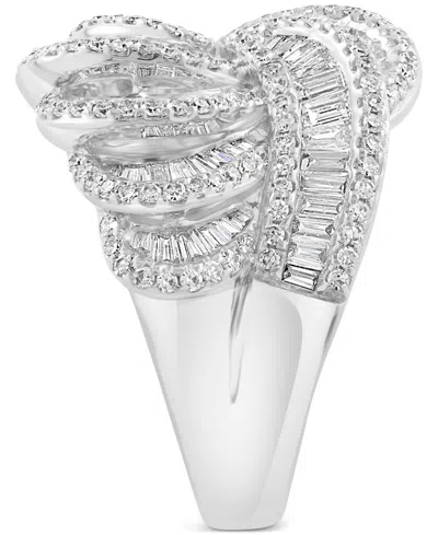 Effy Collection Effy Diamond Round & Baguette Curved Cluster Statement Ring (1-1/2 Ct. T.w.) In 14k White Gold