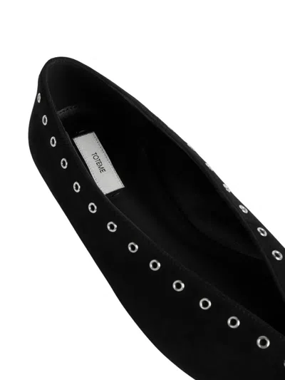Totême Lace-up Eyelet-embellished Suede Ballet Flats