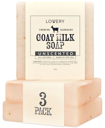 Lovery Pack Of 3 Oatmeal Scented Handmade Goat Milk Soap Bars In White