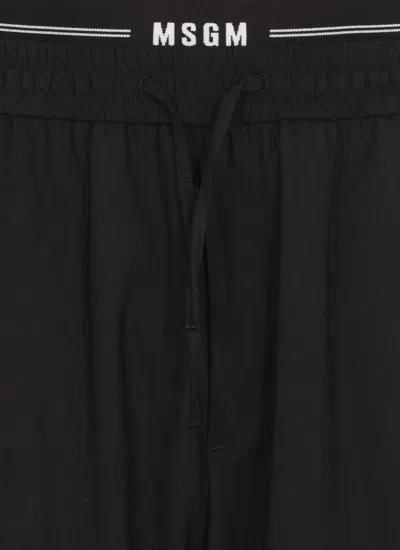 Msgm Tailored Black Trousers With Elastic Waistband