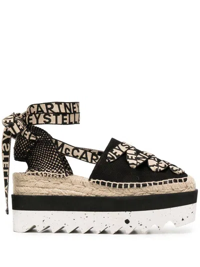 Stella Mccartney Black Organic Canvas Gaia Platform Espadrilles