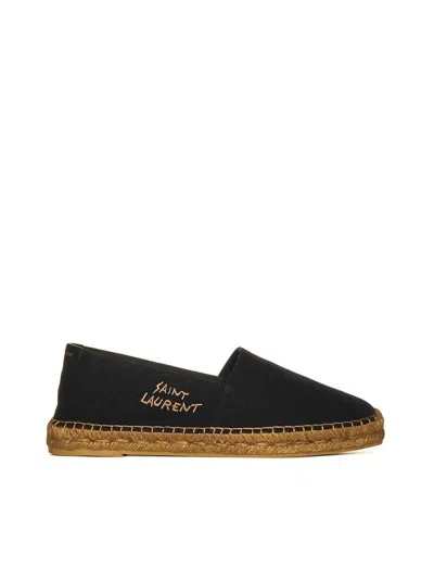 Saint Laurent Canvas Slip-on Espadrilles With Embroidered Logo Detail