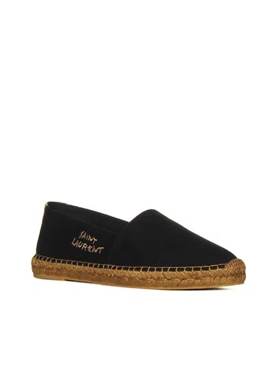 Saint Laurent Canvas Slip-on Espadrilles With Embroidered Logo Detail