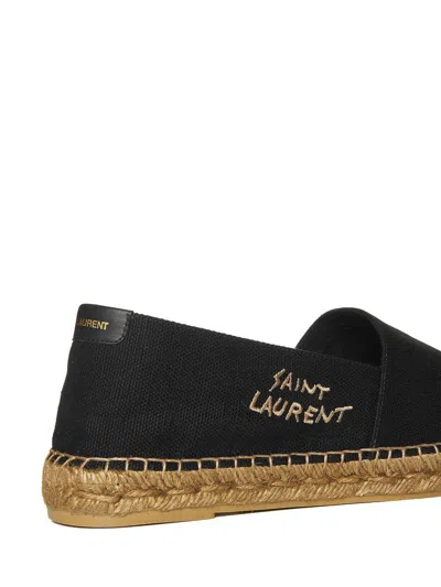Saint Laurent Canvas Slip-on Espadrilles With Embroidered Logo Detail