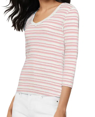 Three Dots Women's V-neck 3/4-sleeve T-shirt