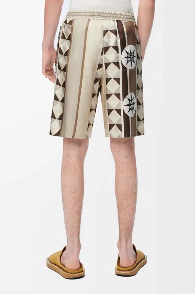 Loewe Paula's Ibiza Straight-leg Printed Silk Drawstring Shorts In Green