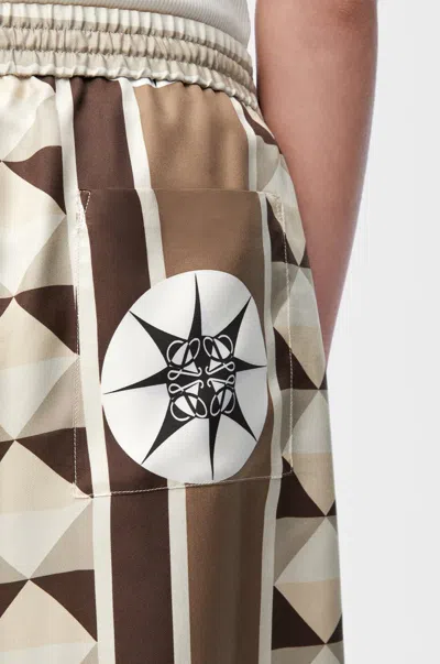 Loewe Paula's Ibiza Straight-leg Printed Silk Drawstring Shorts In Green